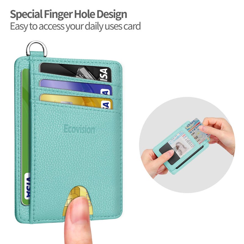 EcoVision Slim Minimalist Front Pocket Wallet, RFID Blocking Credit Card Holder Wallet with Detachable D-Shackle for Men Women - Image 5